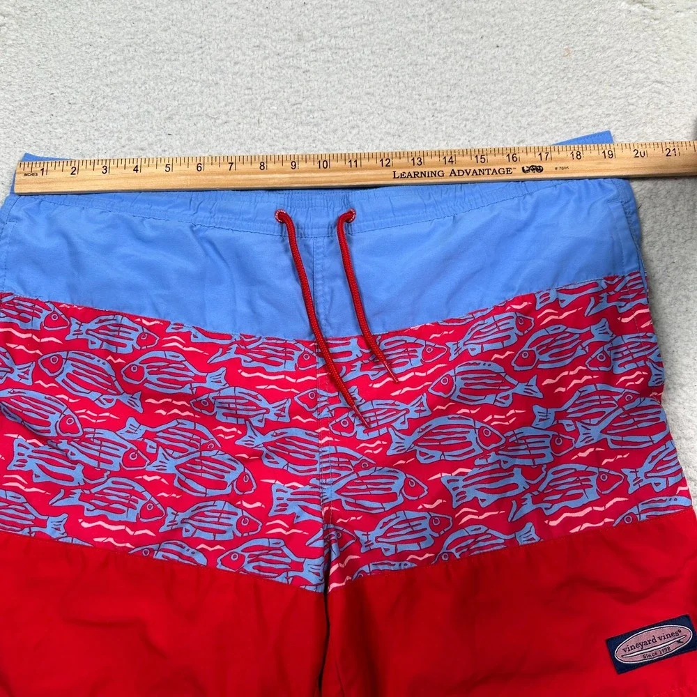 Vineyard Vines Shorts Mens Medium Chappy Swim Trunks Fish Drawstring Waist Lined